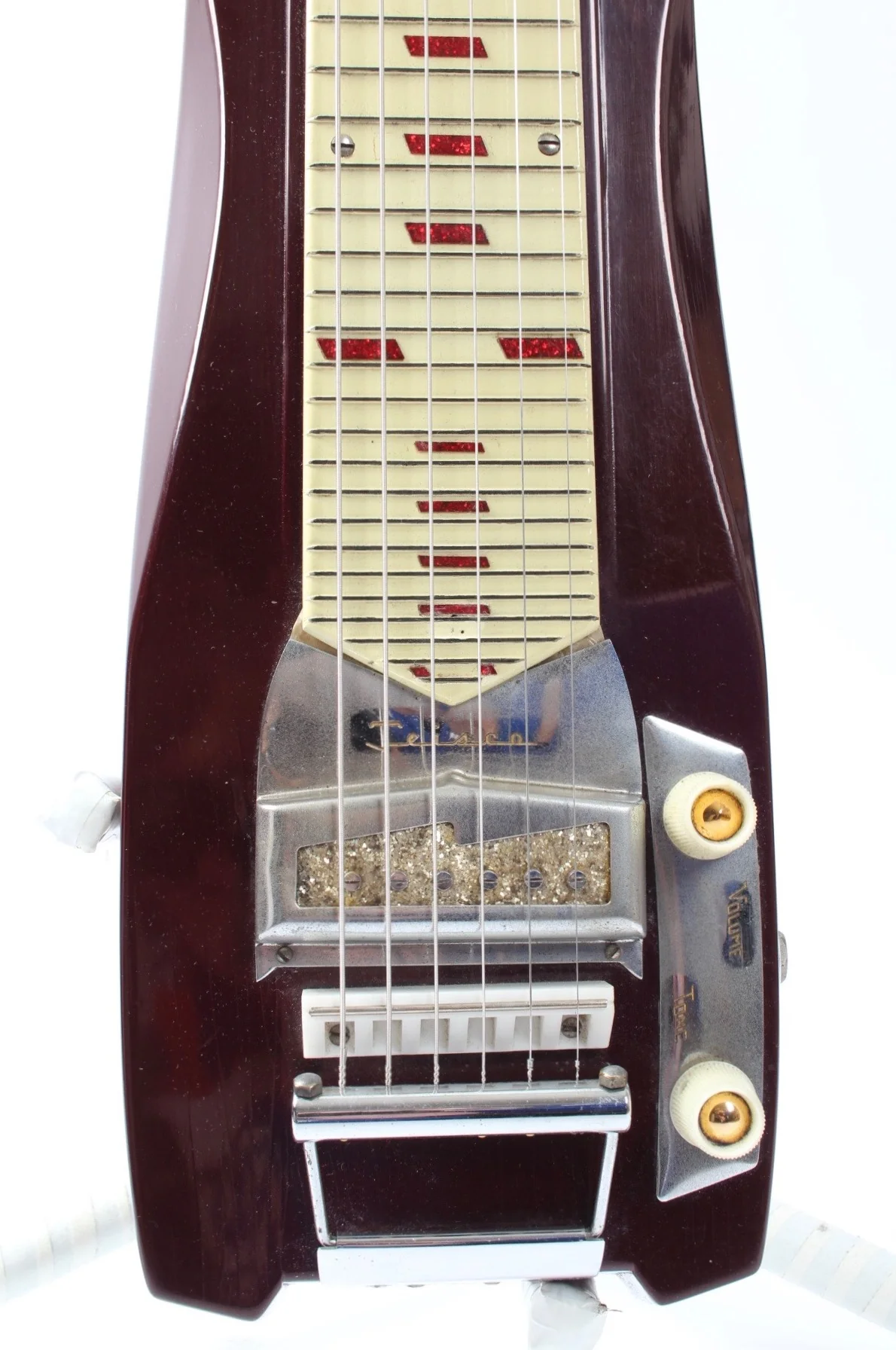 1960s Teisco Lap Steel Model P wine red - Image 2