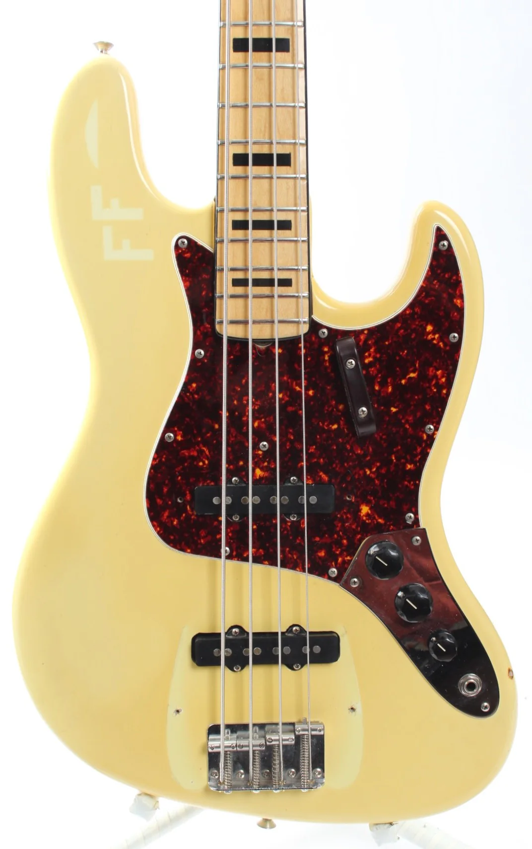 1973 Fender Jazz Bass black blocks olympic white - Image 2