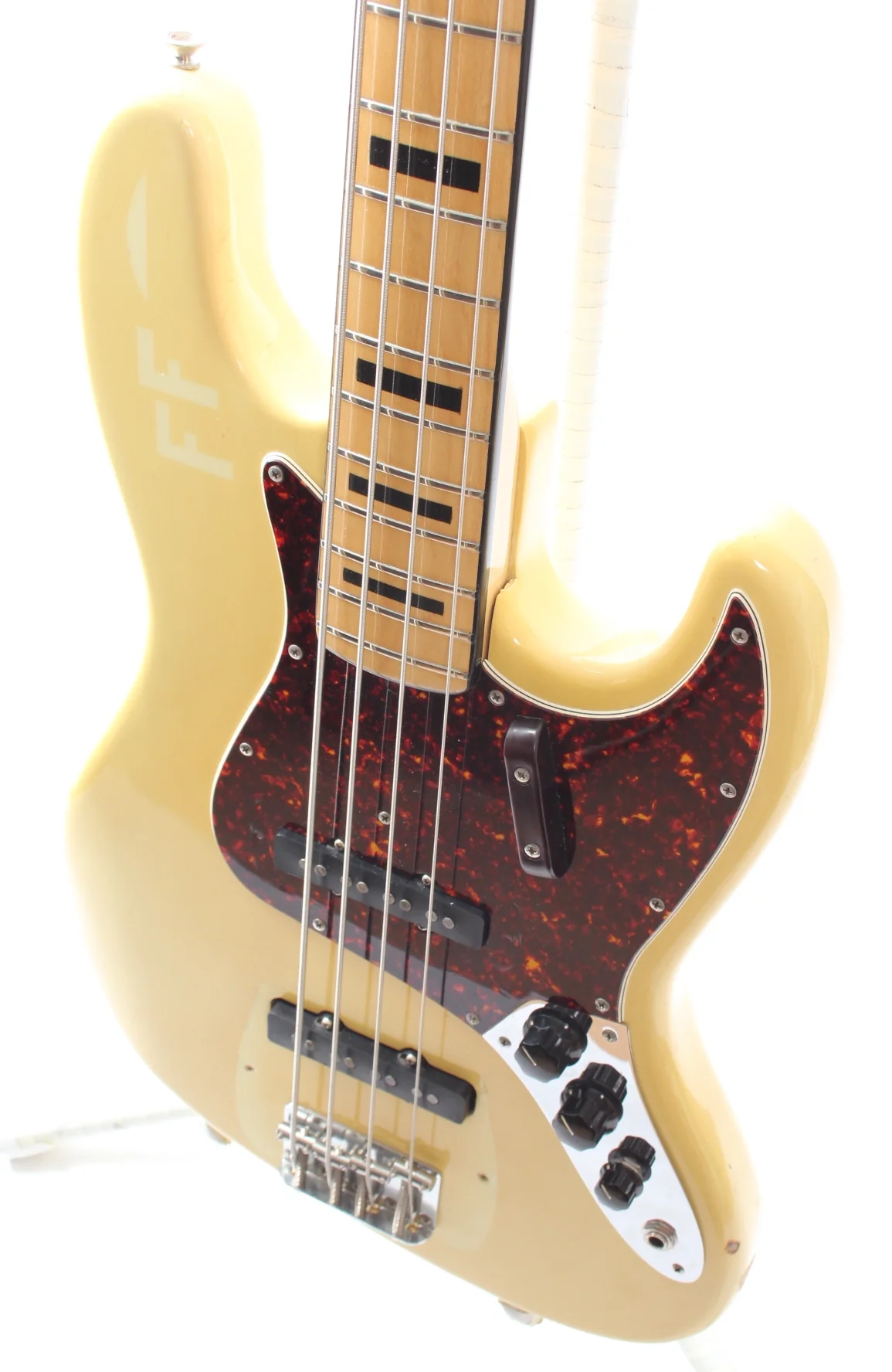 1973 Fender Jazz Bass black blocks olympic white - Image 3