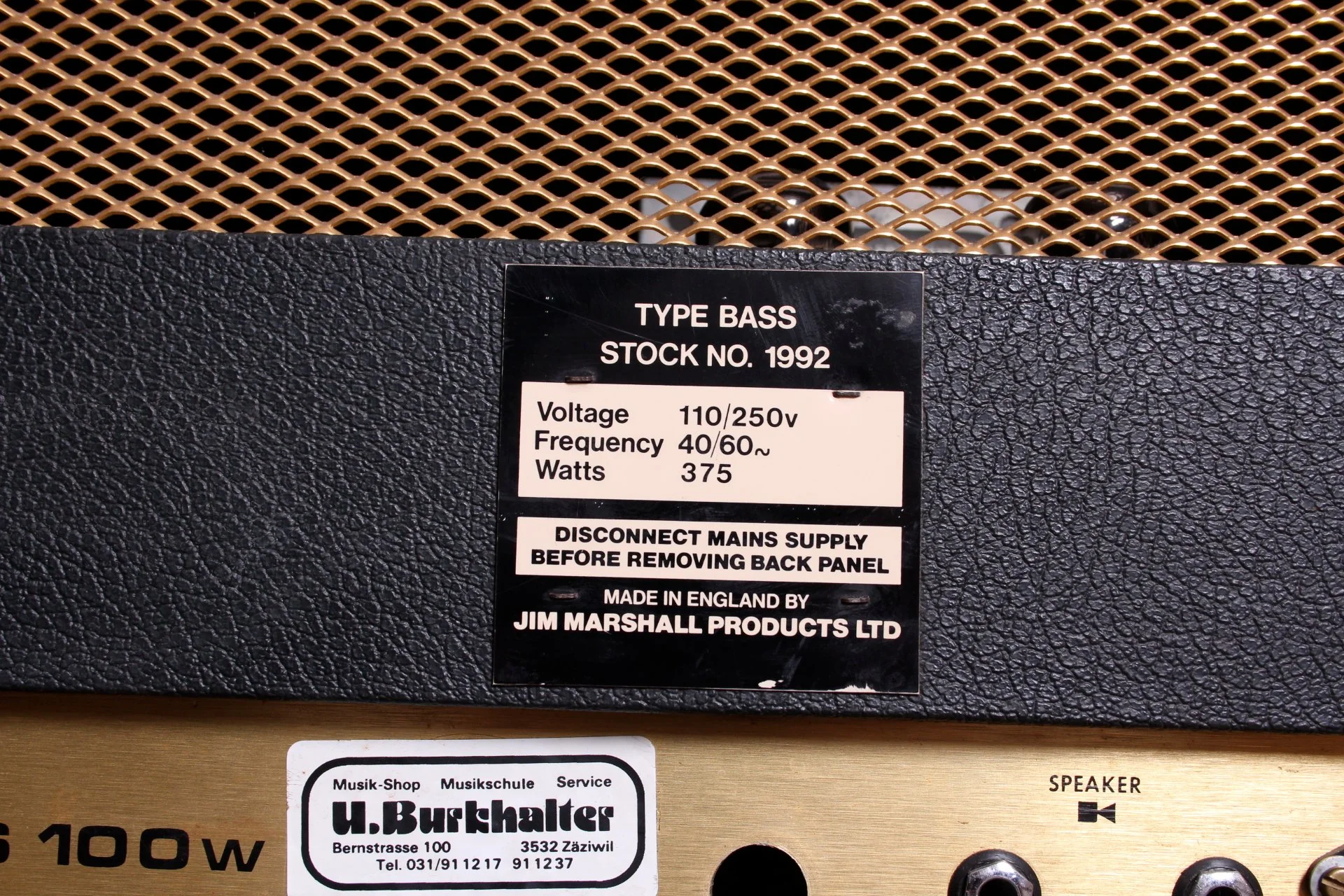 1973 Marshall Super Bass Amplifier with 4x12" Cabinet - Image 7