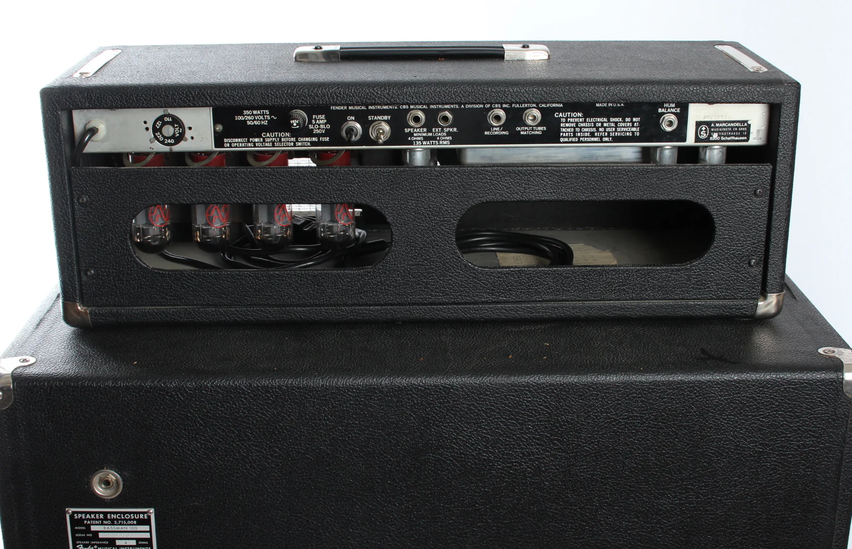 1978 Fender Bassman 135 w/ 4x12 pyramid cabinet silverface - Image 8