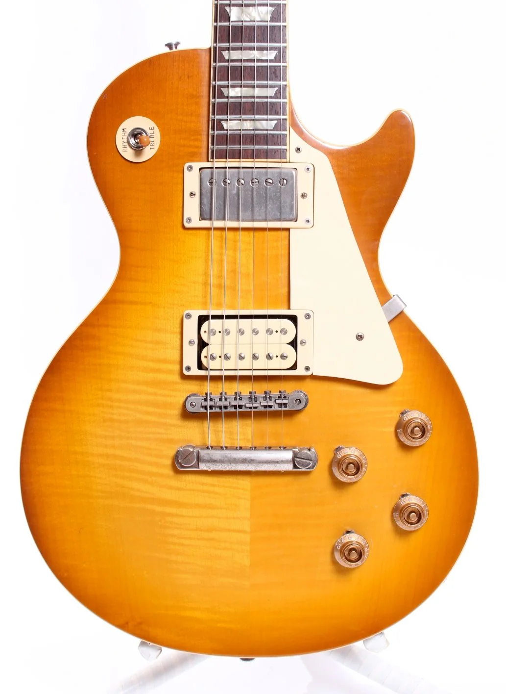 1980s Burny Les Paul Standard Flametop Reissue honey burst - Image 2