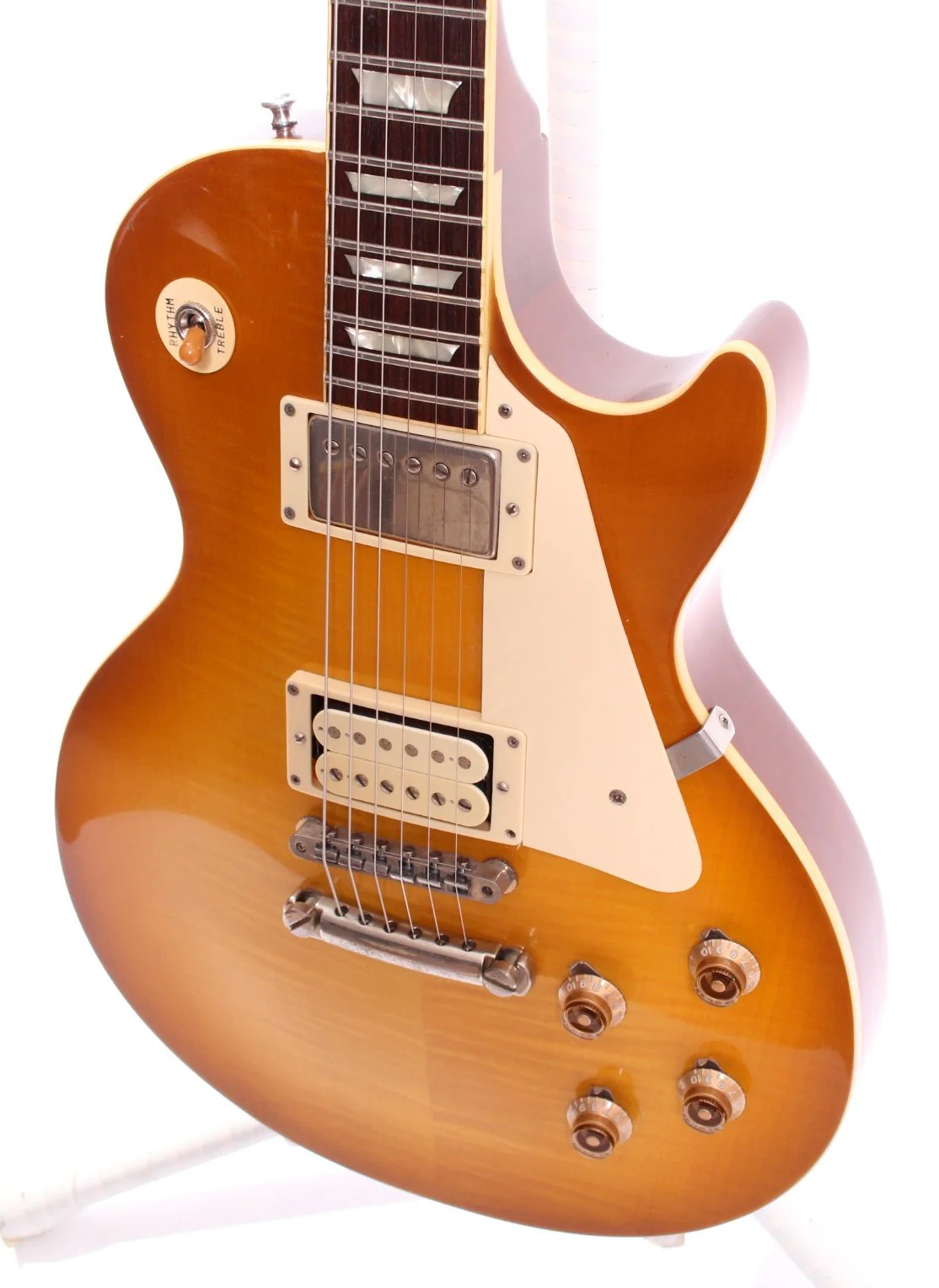 1980s Burny Les Paul Standard Flametop Reissue honey burst - Image 3