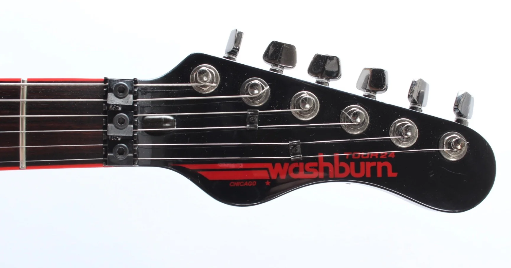 1984 Washburn Tour 24 Vibrato BBR EMG pickups red hot black - Image 5