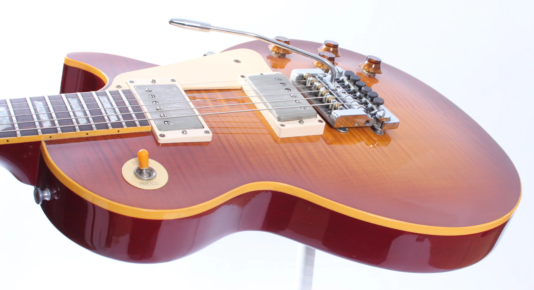 1985 Gibson Les Paul Standard Flametop pre-historic reissue Kahler heritage dark sunburst - Image 6