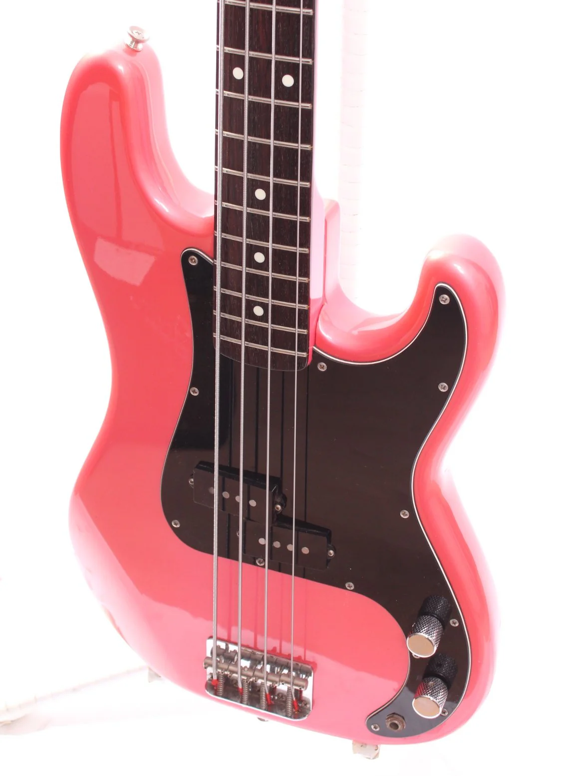 1985 Squier Precision Bass 62 Reissue Medium Scale all metallic pink - Image 3