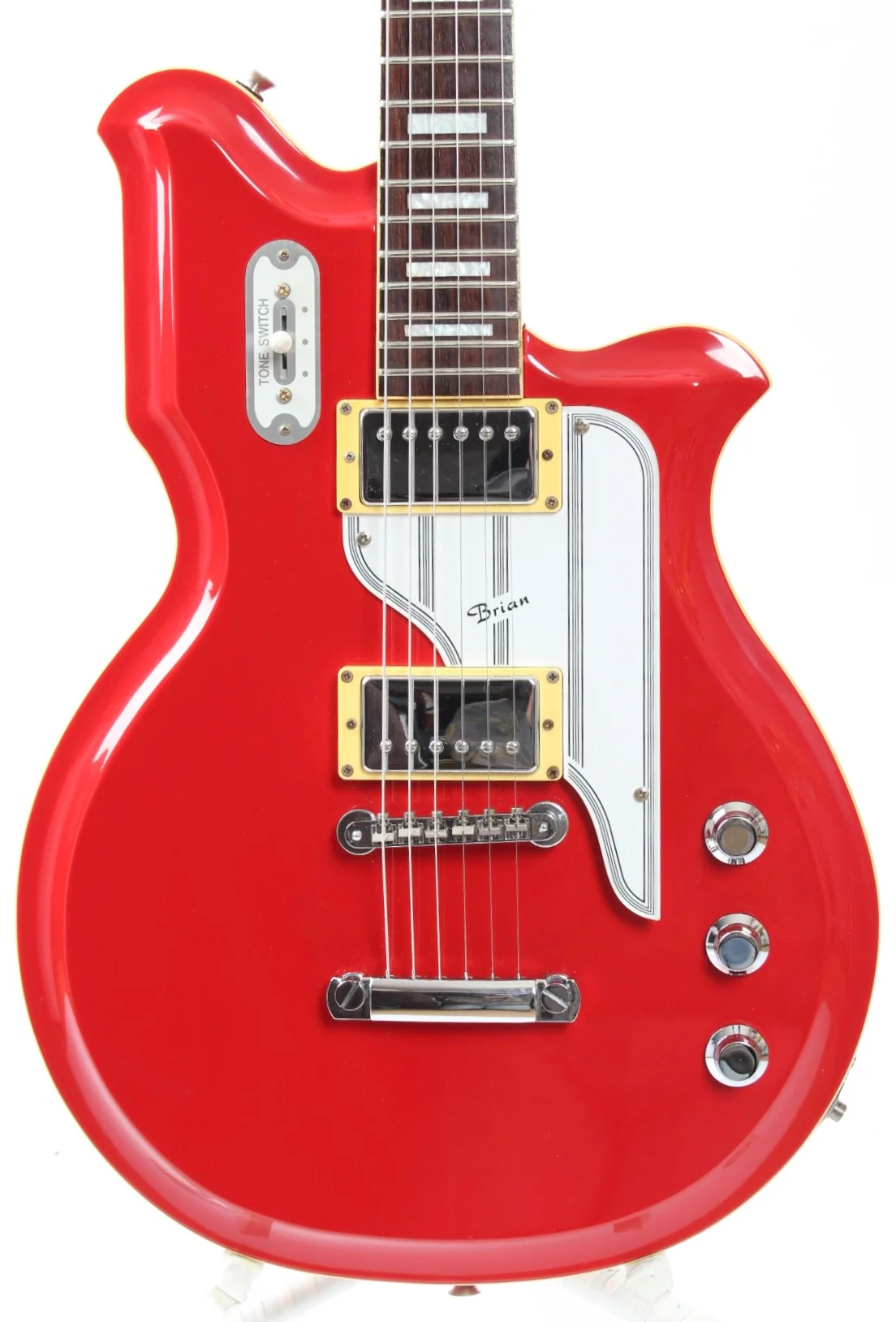 1990s Brian by Bacchus BNG-450 National Map Guitar red - Image 2