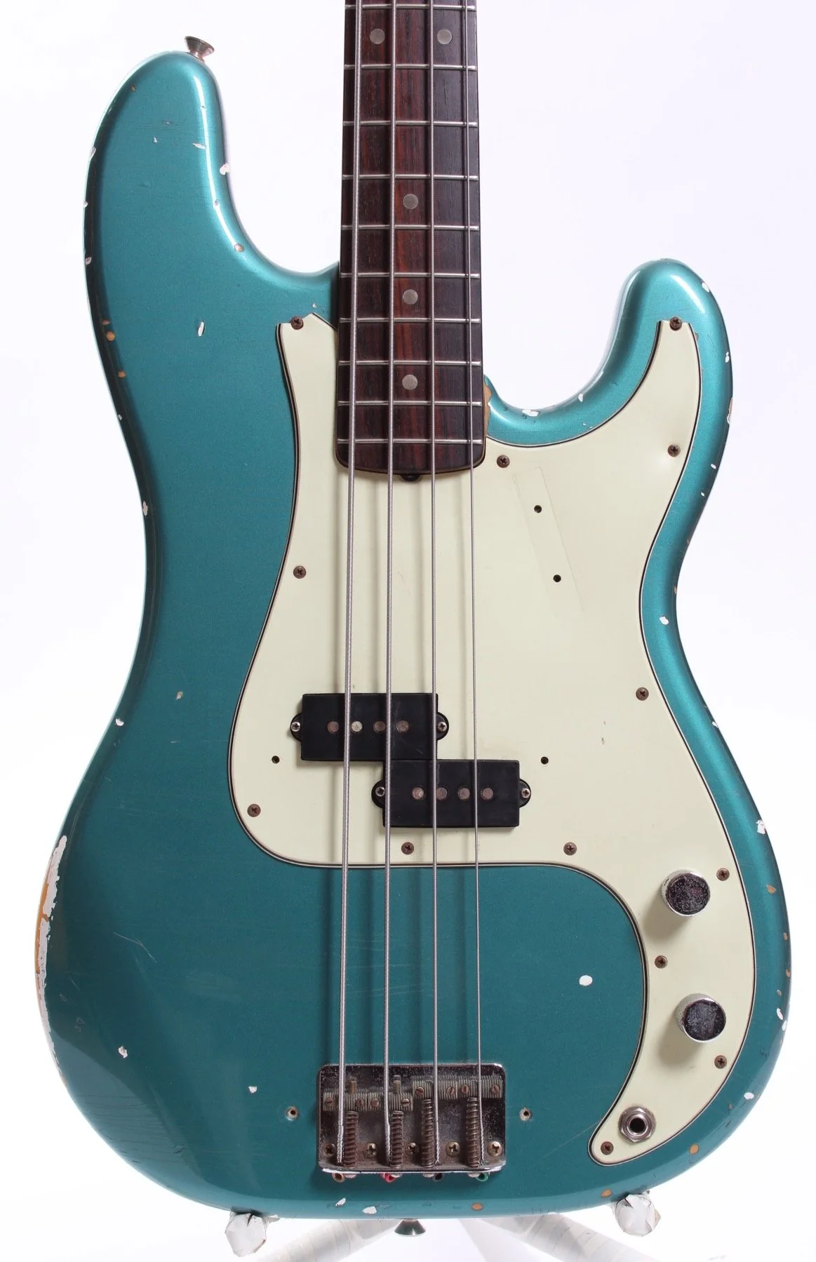 1990s Fender Precision Bass 66 Reissue ocean turquoise metallic - Image 2