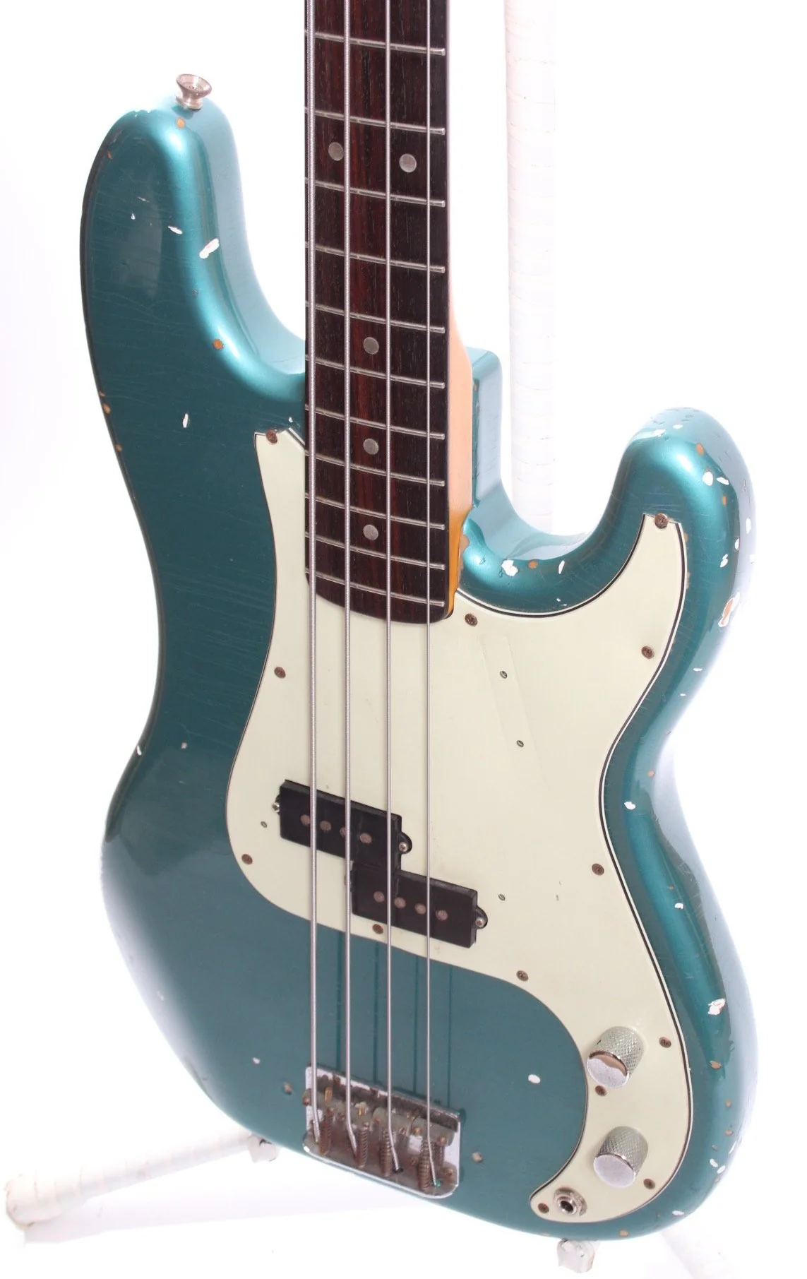 1990s Fender Precision Bass 66 Reissue ocean turquoise metallic - Image 3