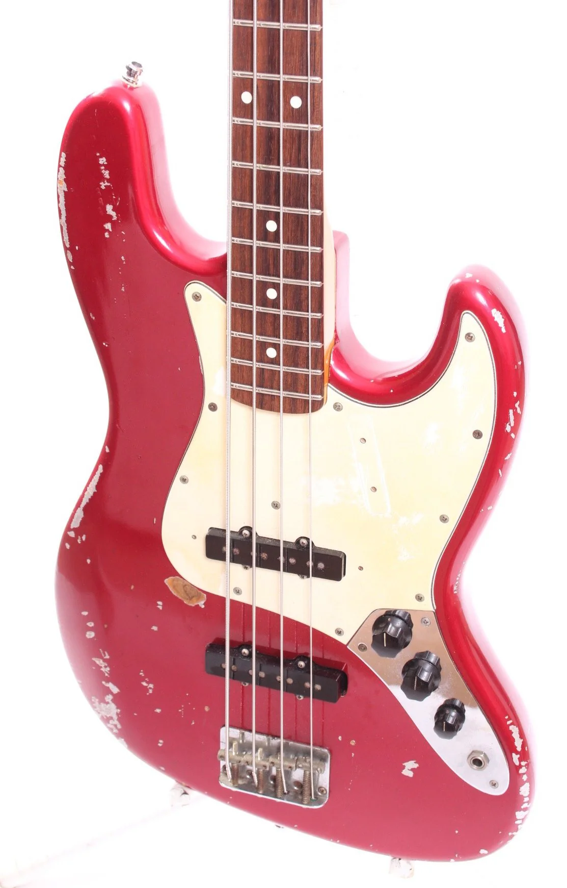 1990s Matsushita Seen Fender Jazz Bass 62 Reissue Replica candy apple red - Image 3