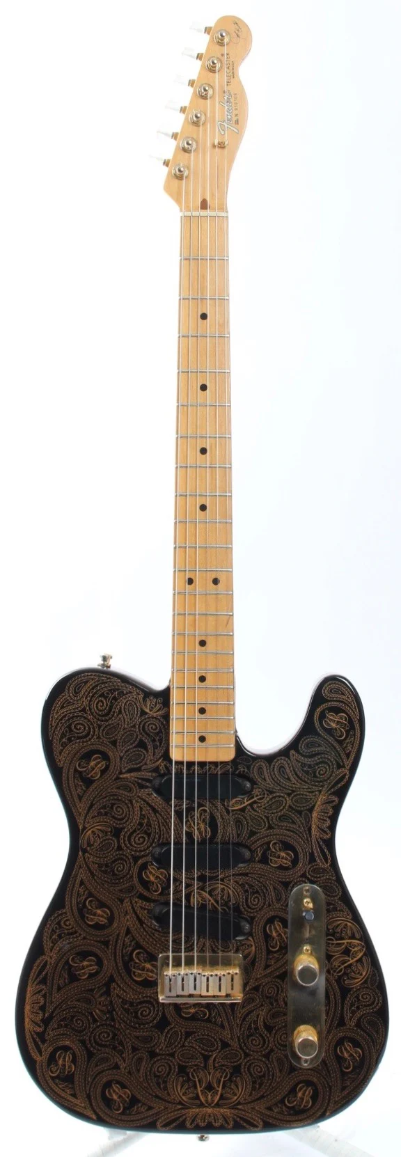 1991 Fender Telecaster James Burton gold paisley on black