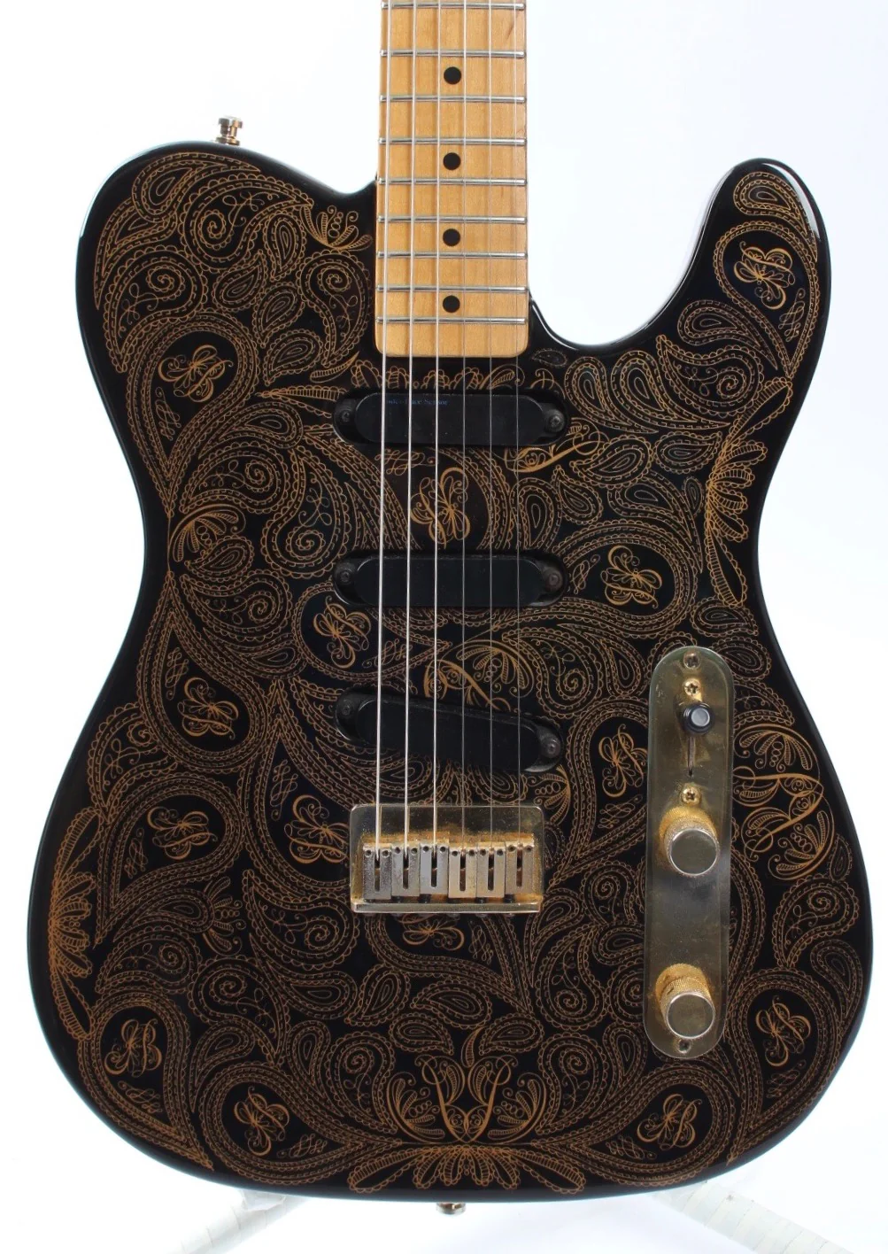 1991 Fender Telecaster James Burton gold paisley on black - Image 2
