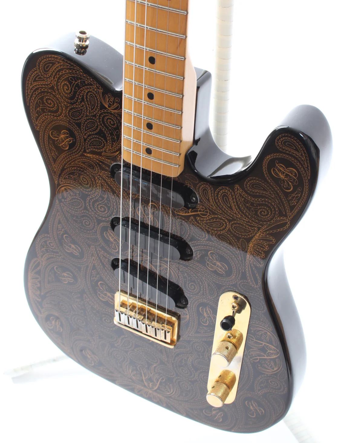 1991 Fender Telecaster James Burton gold paisley on black - Image 3