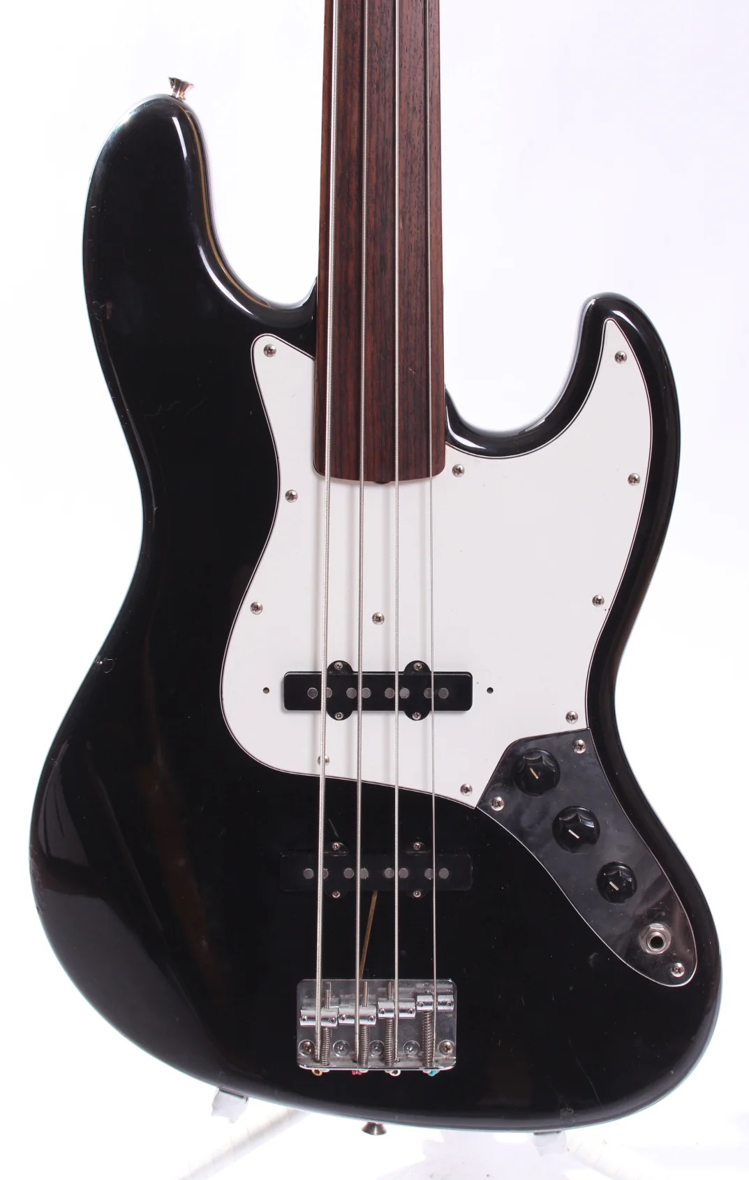 1994 Fender Jazz Bass factory fretless no lines black - Image 2