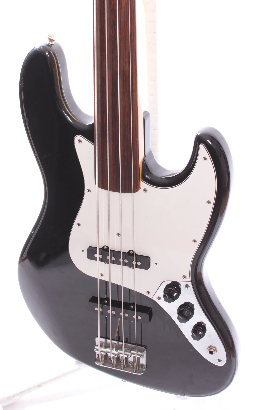 1994 Fender Jazz Bass factory fretless no lines black - Image 3