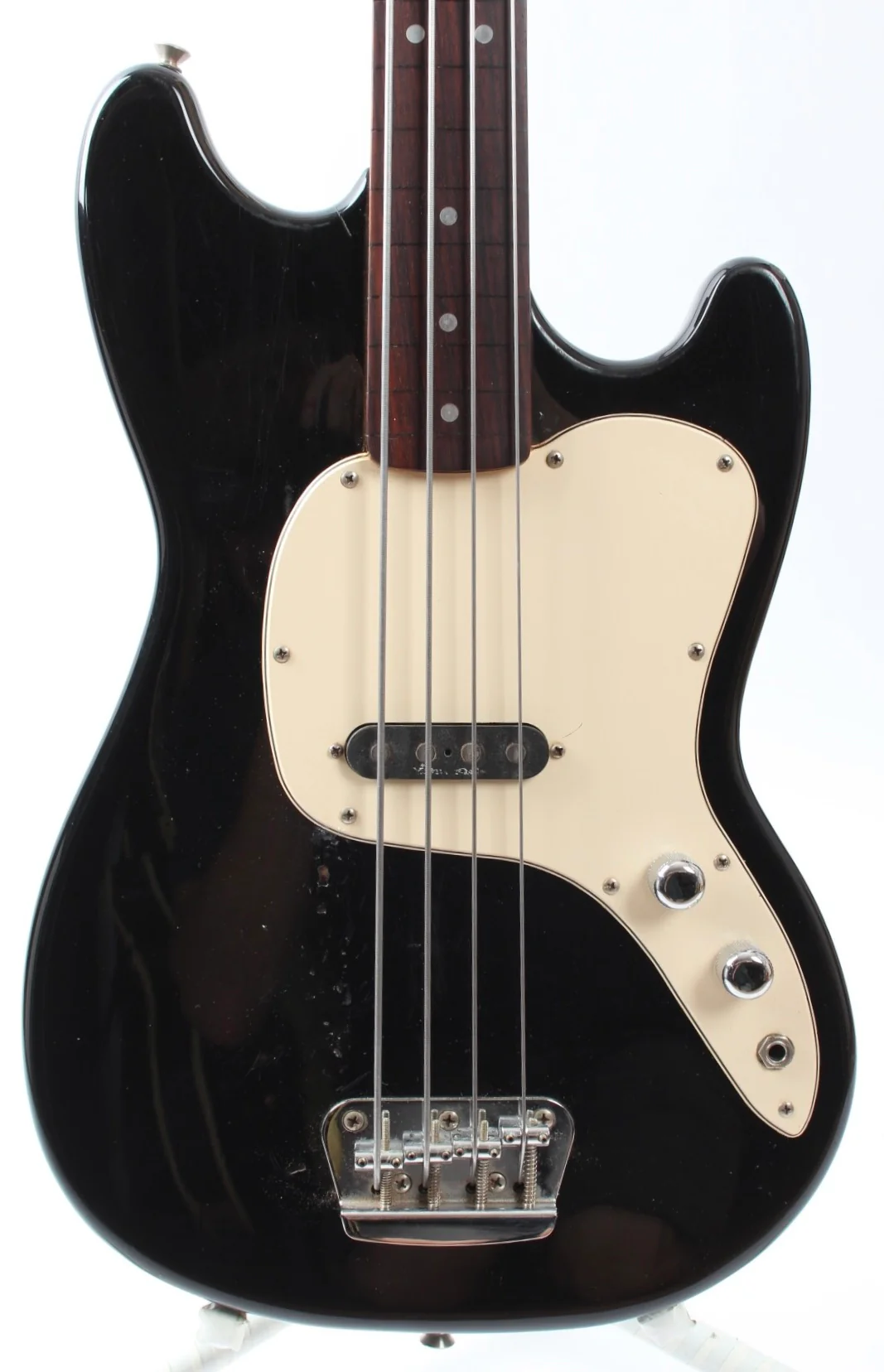 1997 Squier Musicmaster Bass Vista Series fretless black - Image 2