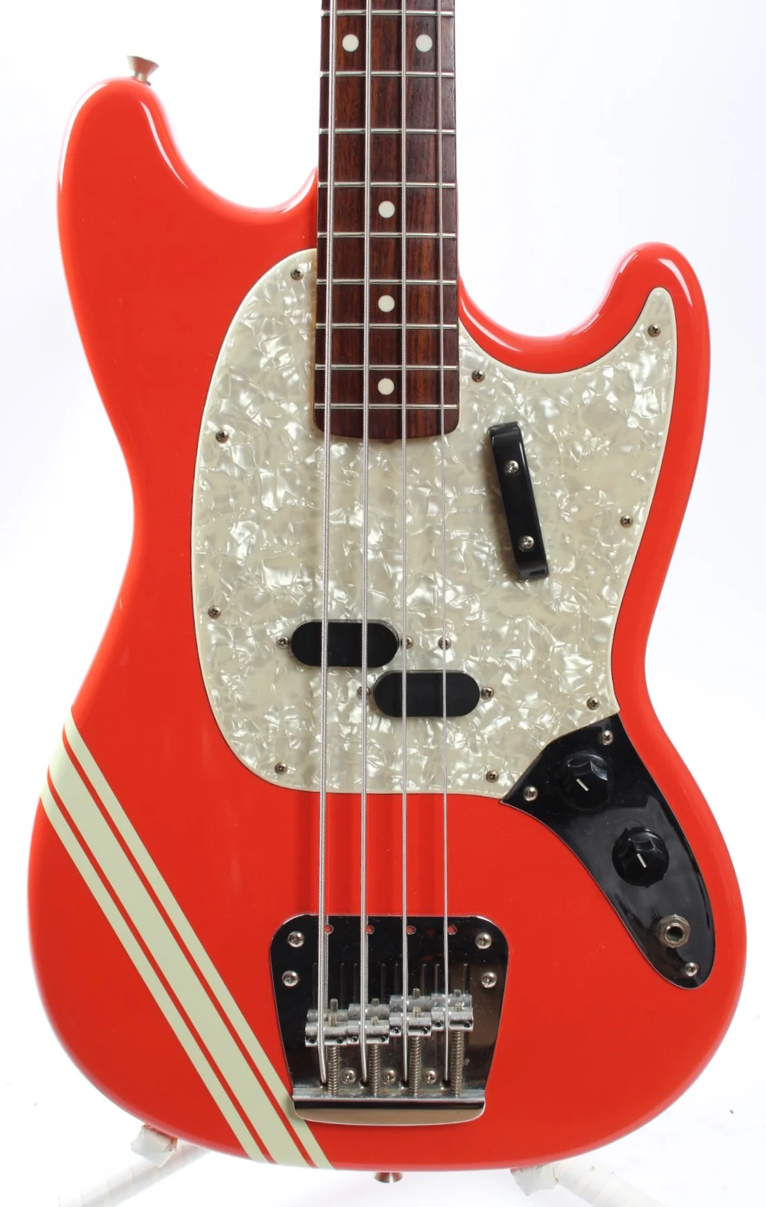 1998 Fender Mustang Bass competition fiesta red - Image 2