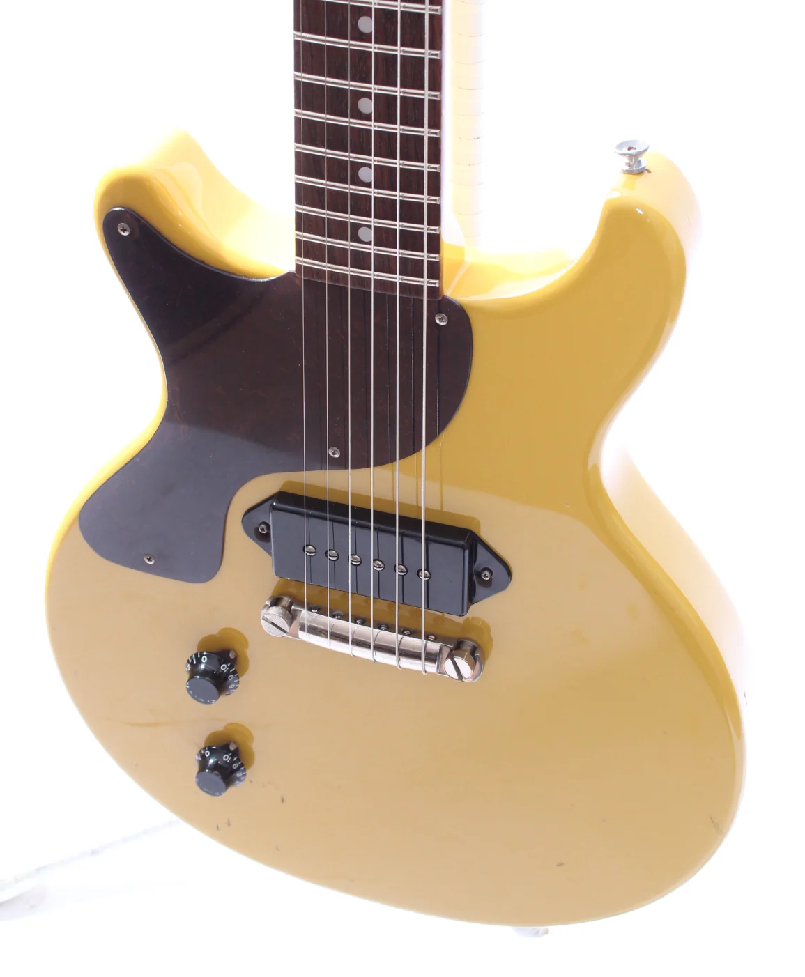 2001 Epiphone Japan Les Paul Junior DC lefty tv yellow - Image 3