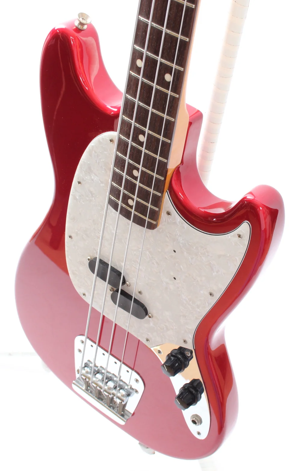 2004 Fender Mustang Bass, candy apple red - Image 3