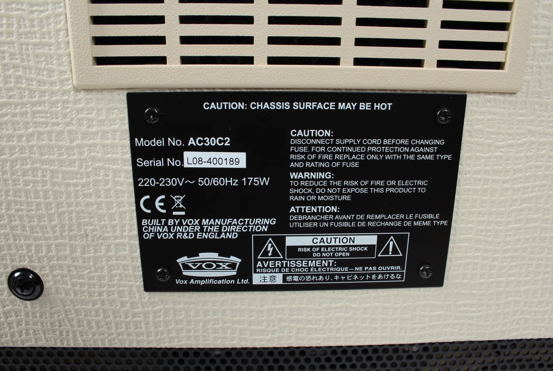 2008 Vox AC30C2 bronco white - Image 5