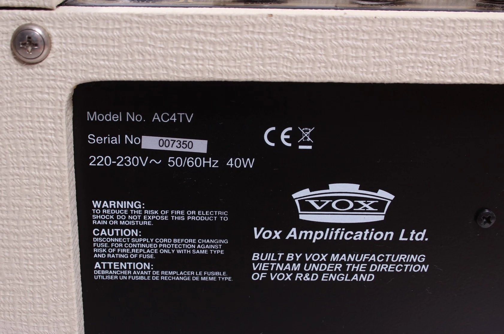 2010 Vox AC4TV cream tolex - Image 5
