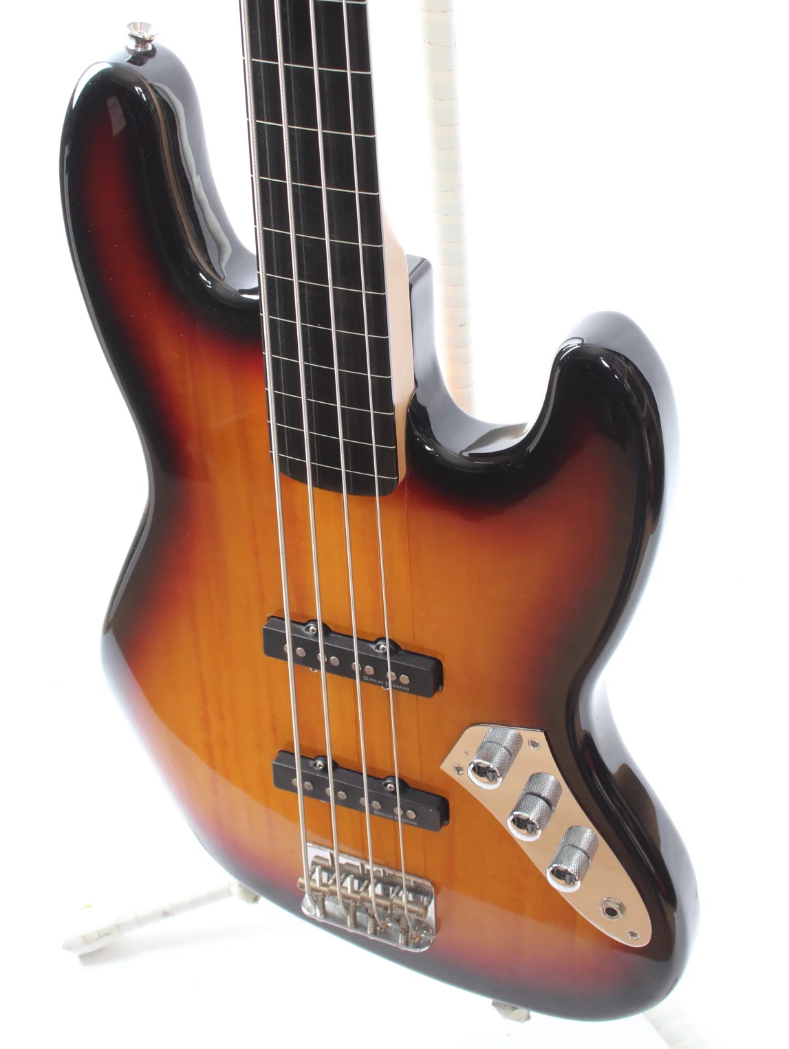 2012 Squier Jazz Bass Vintage Modified Fretless sunburst - Image 3