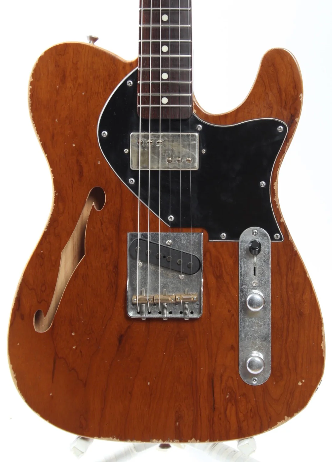 2021 Reh Telecaster Thinline TH Bordeaux Bucker natural - Image 2