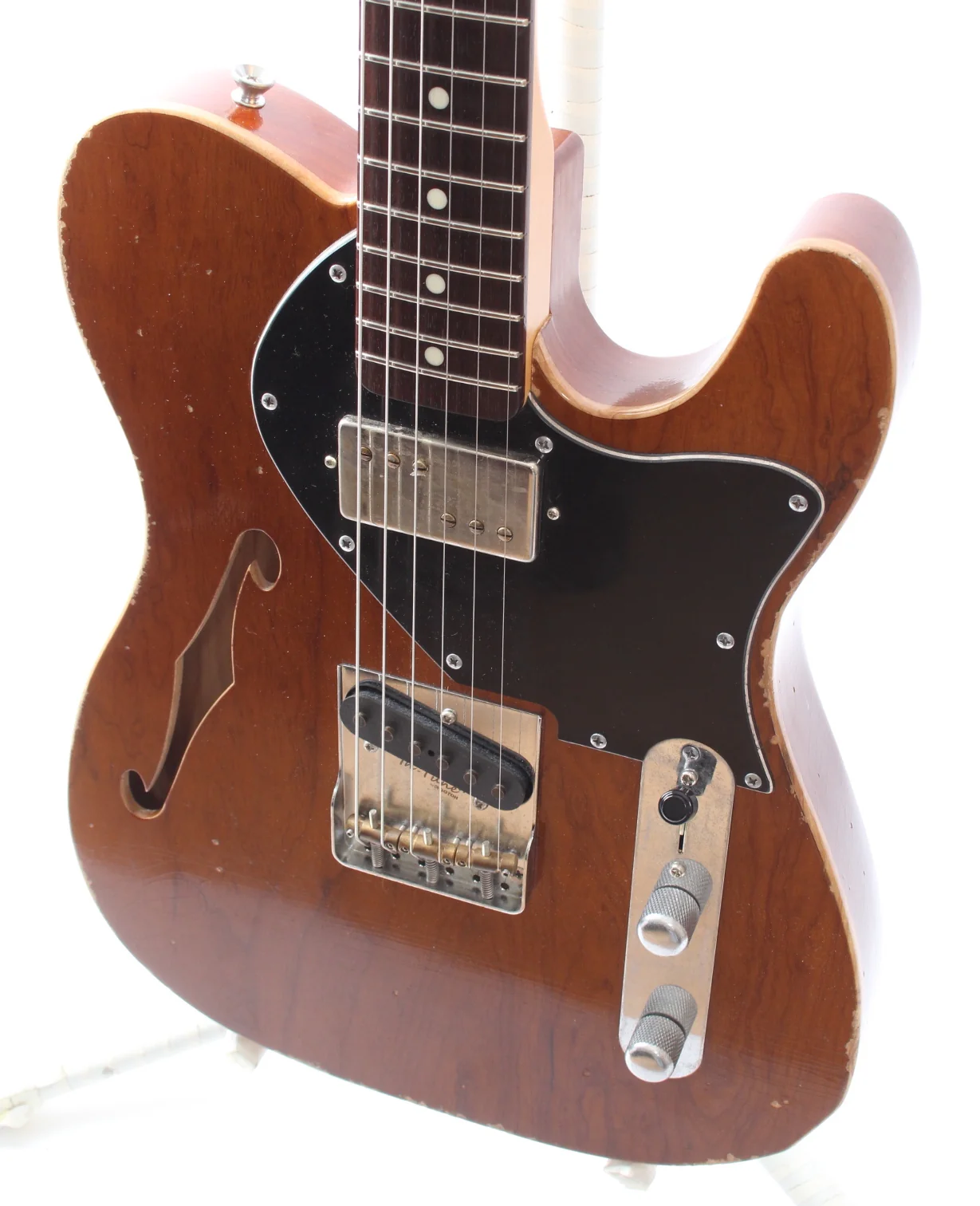 2021 Reh Telecaster Thinline TH Bordeaux Bucker natural - Image 3